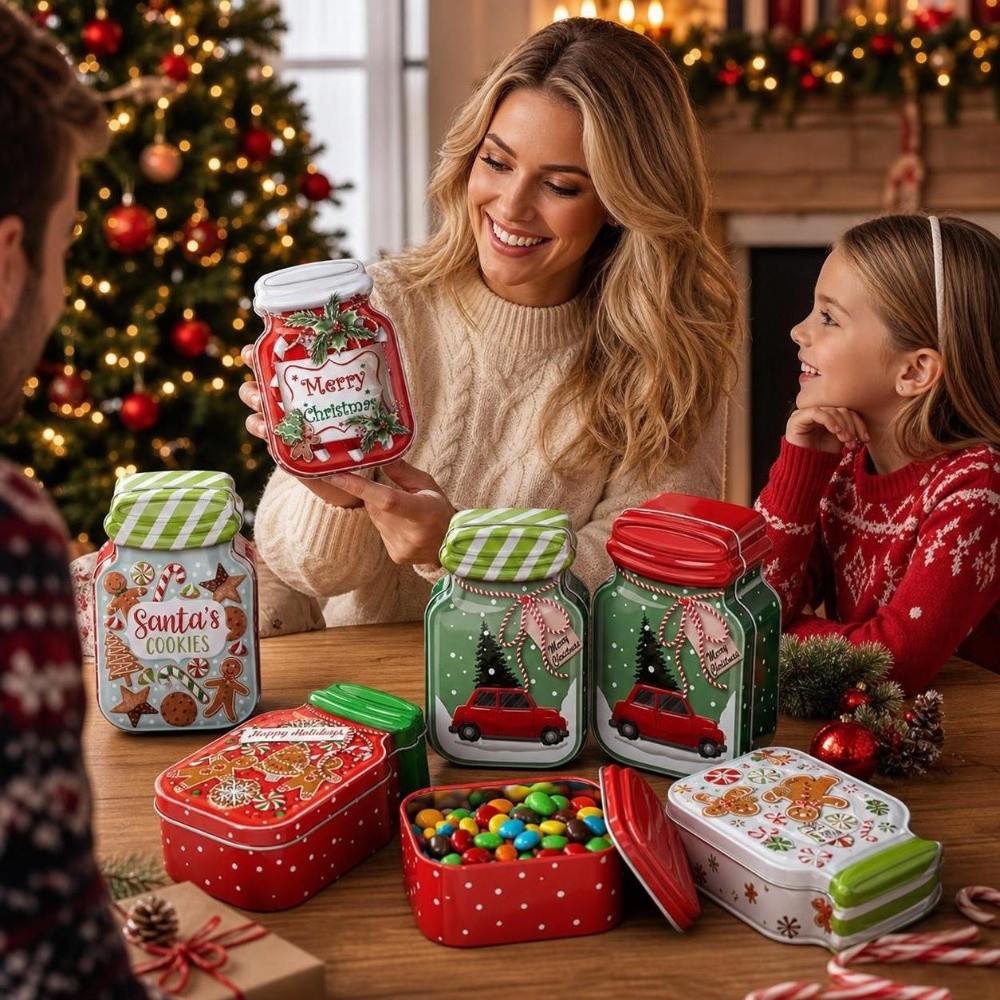 Tin Container Lid - Caixa de Metal para Natal com