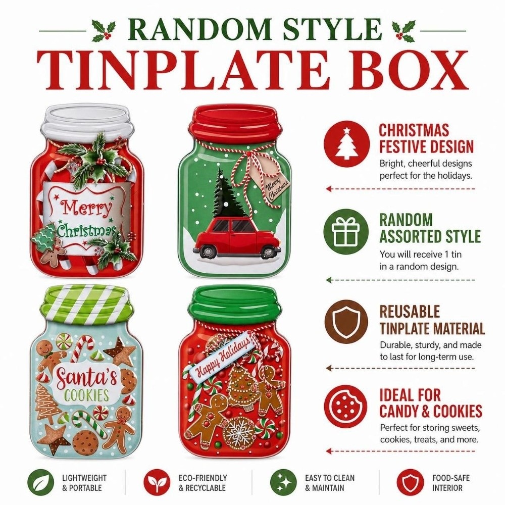 Caixa de Metal para Natal com  - Tin Container Lid avaliação e preço