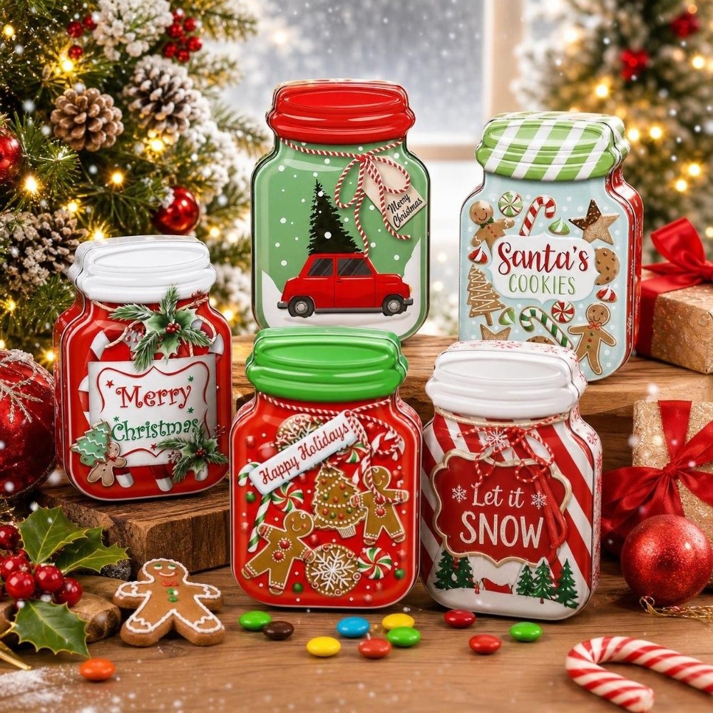 Caixa de Natal de Metal com Ta - Tin Container Lid avaliação e preço