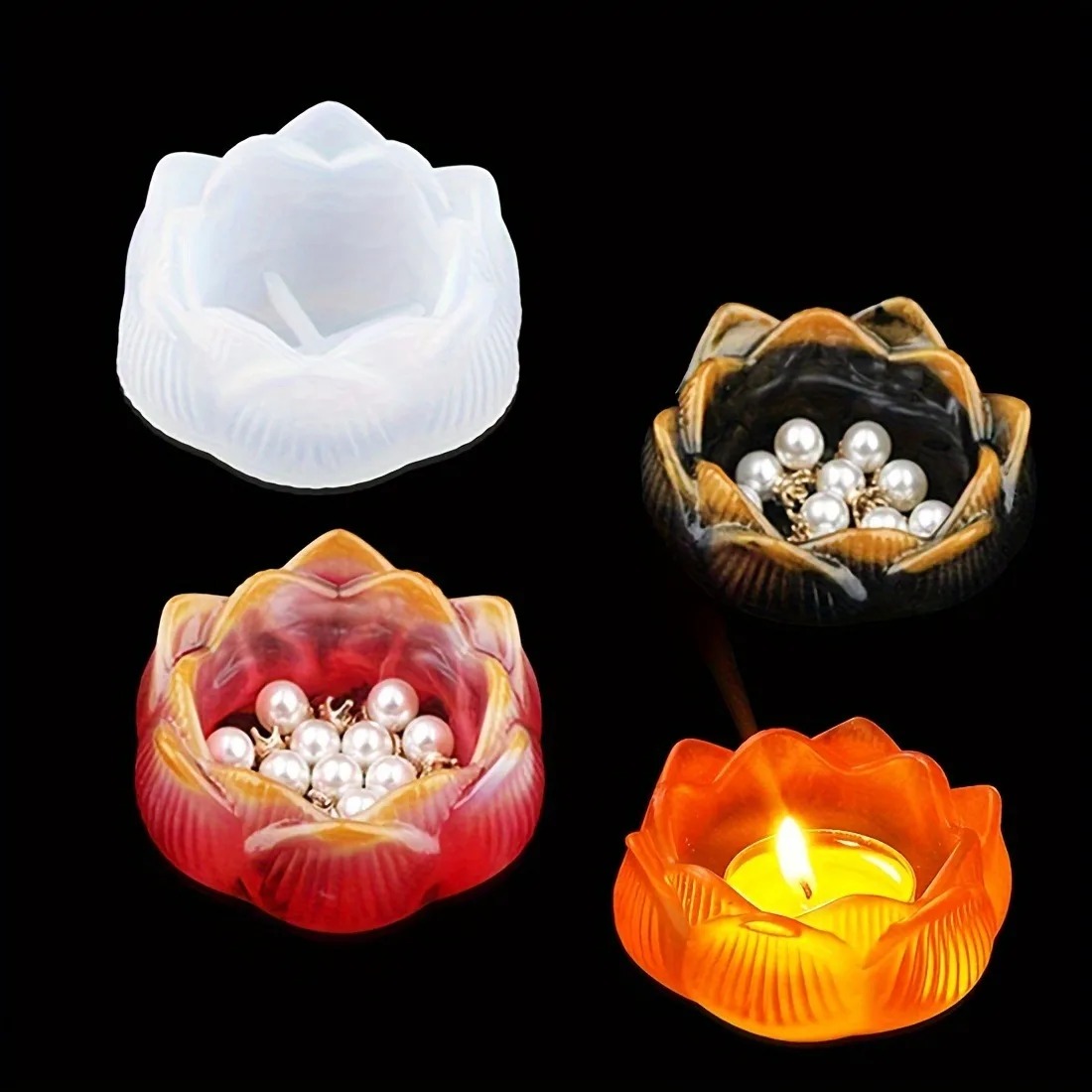 1pc diy flor de lótus moldes d - Kraft Box Candle avaliação e preço